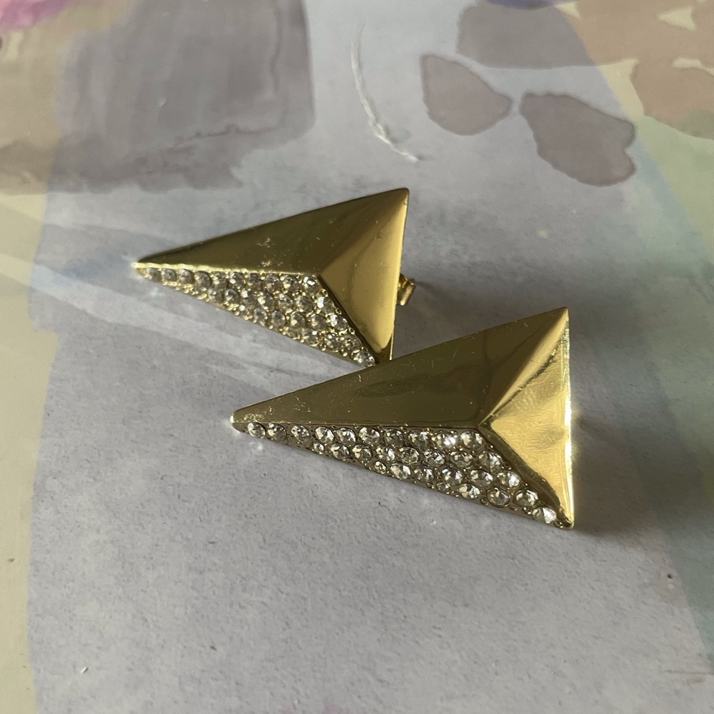 Forever 21 gold gem triangle studs